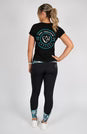 BARE Black Tee Shirt Teal Emblem