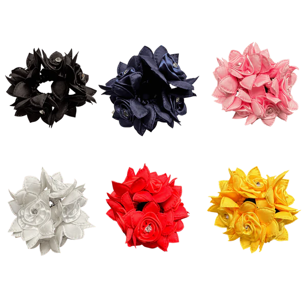 Hamag Rose Petal Hair Scrunchie with Chrystals