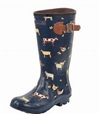 Thomas Cook Deloraine Gumboots Navy with Horse Print