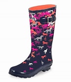 Thomas Cook Deloraine Gumboots Navy with Horse Print