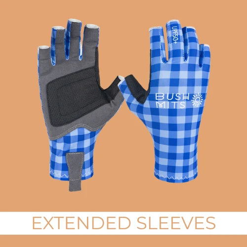Hamilton's Blue Gingham Sun Protection Gloves