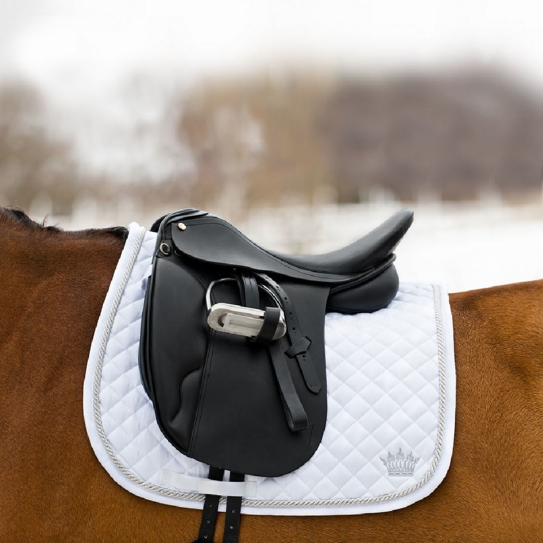 Horze Silver Cord White Dressage Saddle Pad