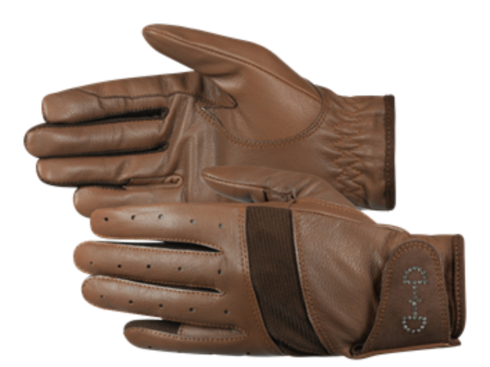 Horze Womens Leather Mesh Gloves with Bling Detail
