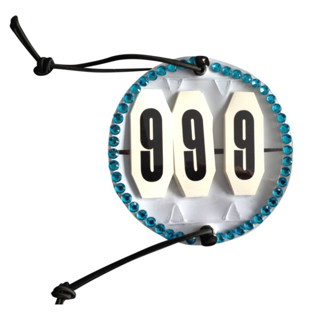 Crystal Three Number Holders with Elastic Ties & Numbers