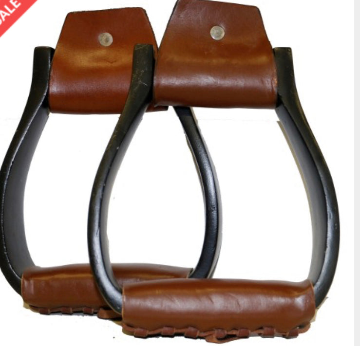 STC Aluminium Oxbow Stirrups with Leather Treads