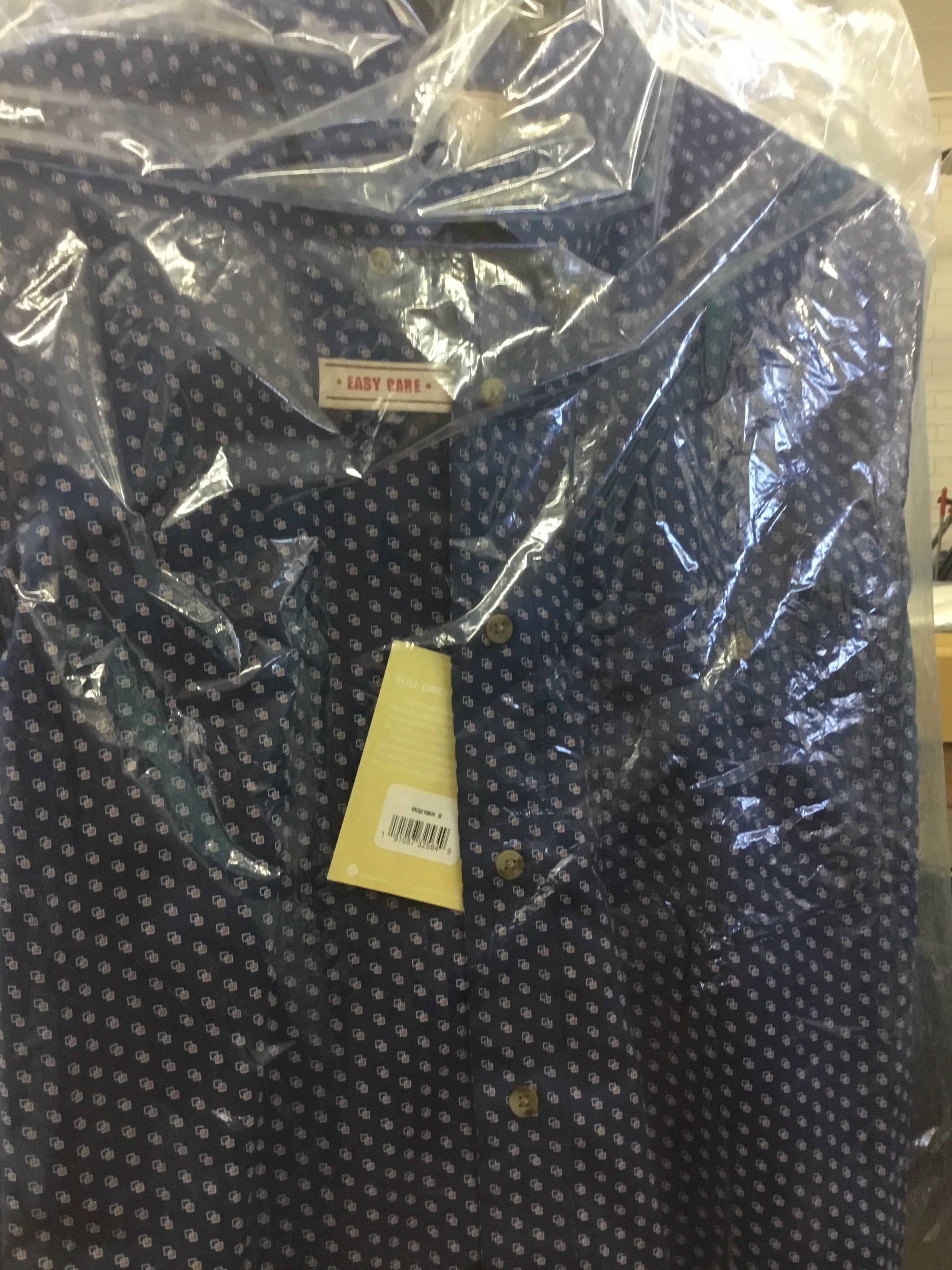 Wrangler Men’s Navy Long Sleeve Shirt with Maroon and White Box Pattern