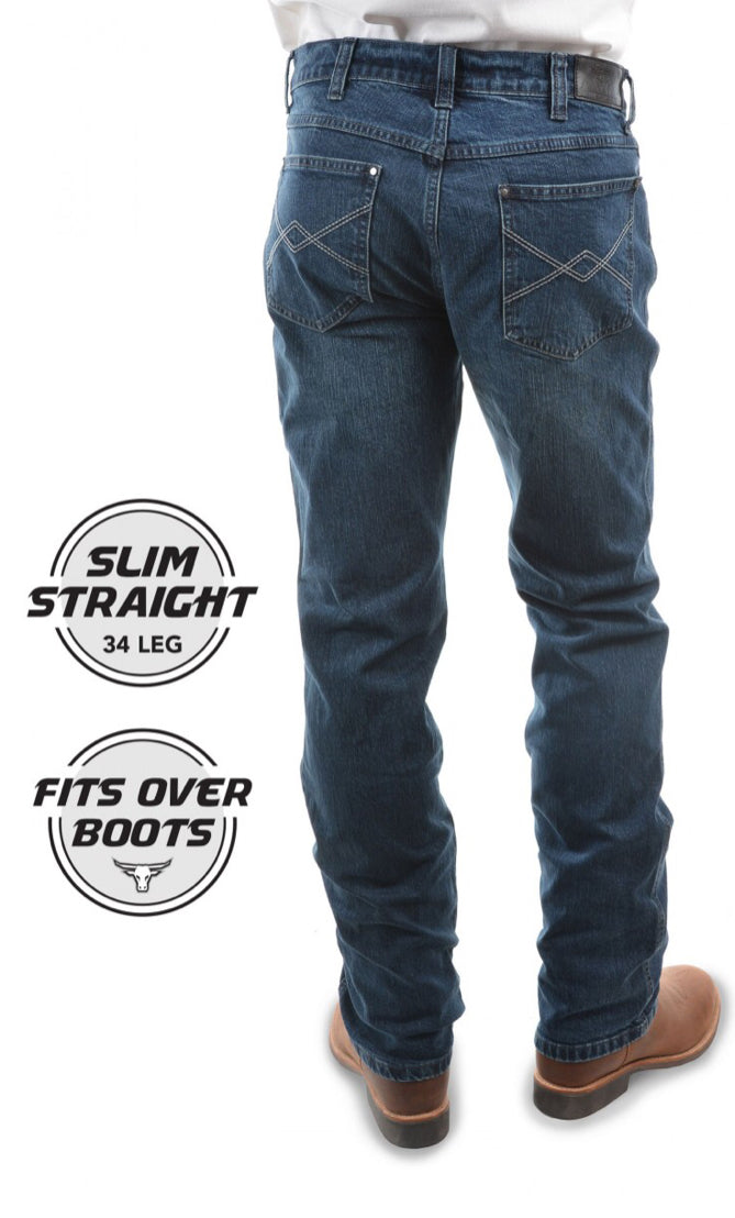 Pure Western Mens Heath Slim Straight Jeans 34 Leg