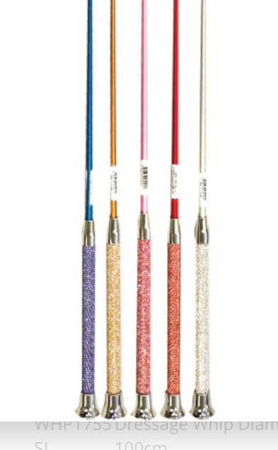 Horsemaster Dressage Whip with Diamanté Handle 100cm