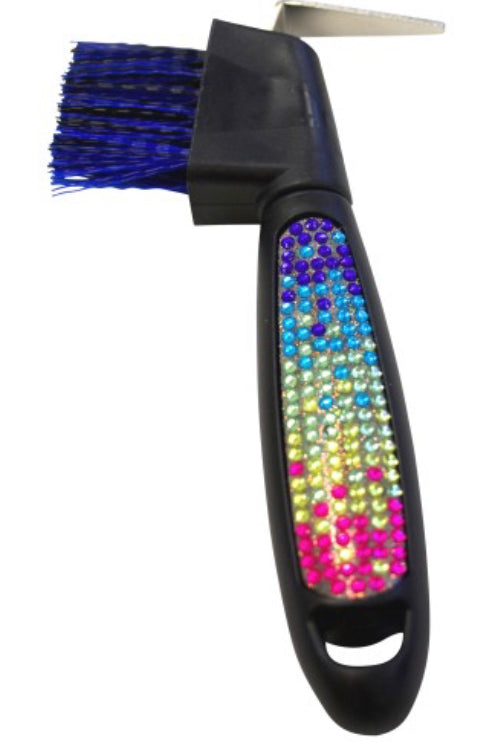 ShowMaster Plastic Hoof Pick and Brush with Rainbow Crystals