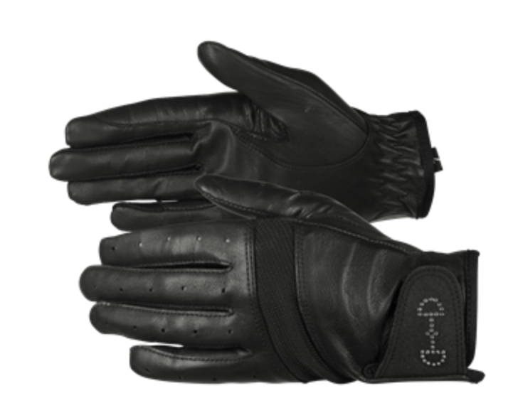 Horze Womens Leather Mesh Gloves with Bling Detail
