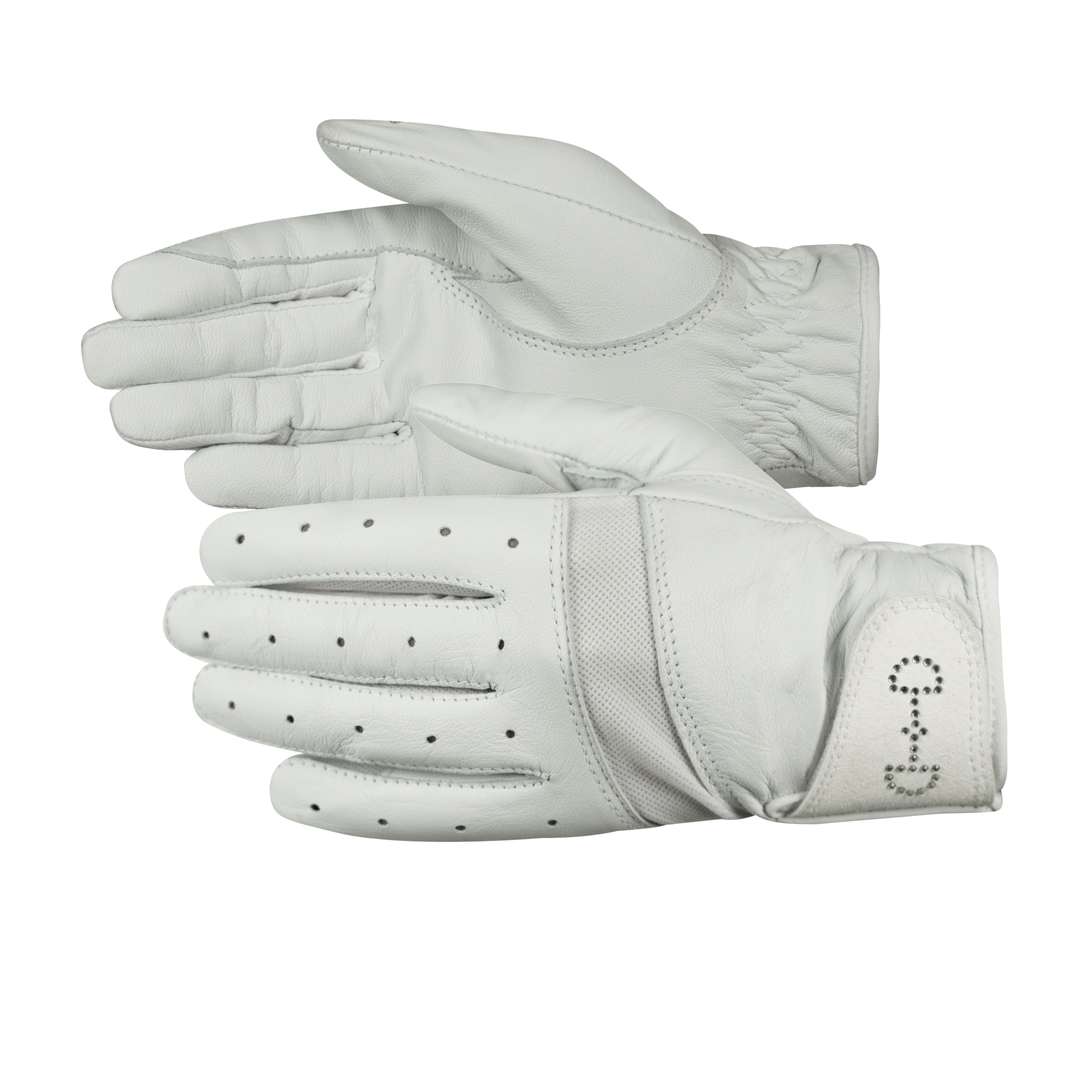 Horze Womens Leather Mesh Gloves with Bling Detail